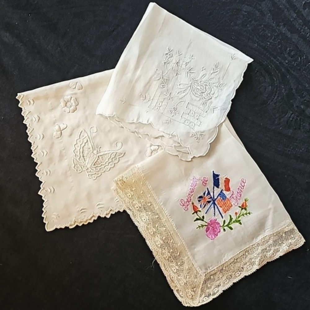 Interesting old Hankies (silk?)